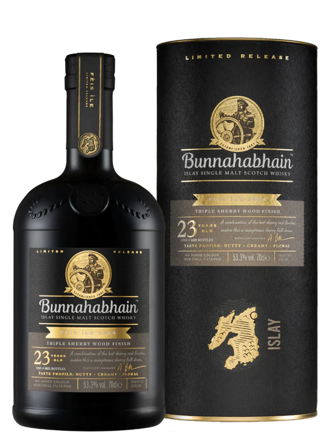 Bunnahabhain Triple Sherry Wood Finish 23 Year Old Feis Ile 2024 Cask Strength Single Malt Scotch Whisky (700ml)， ABV  53.3%
