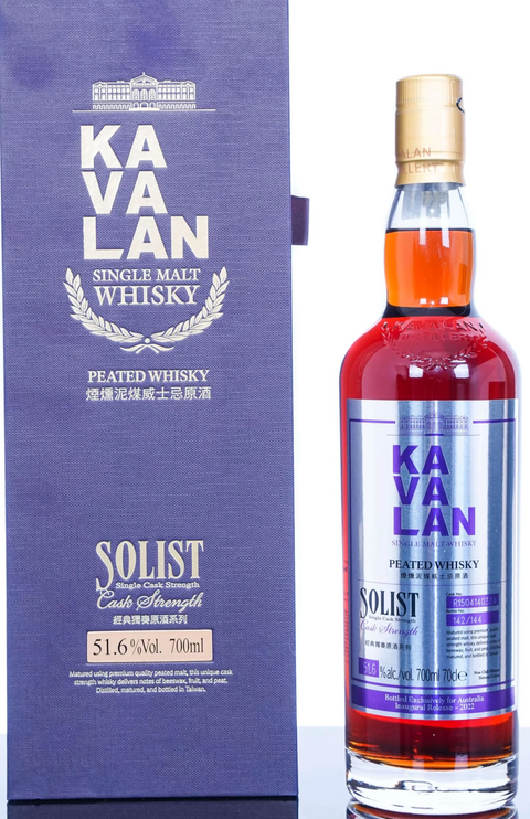 Kavalan Solist Peated Australian Exclusive Cask Strength Single Malt Taiwanese Whisky 700ml ABV: 52.4%